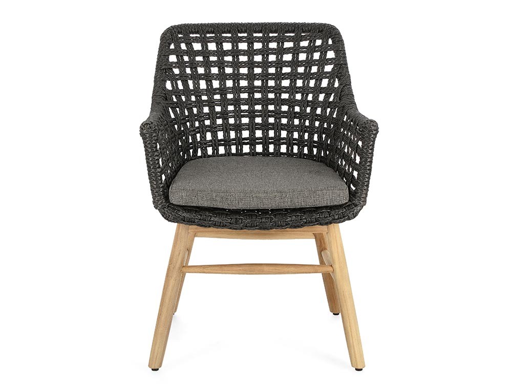 Silla para comedor exterior Wilson de teca y fibra sintética trenzada Bizzotto - 14