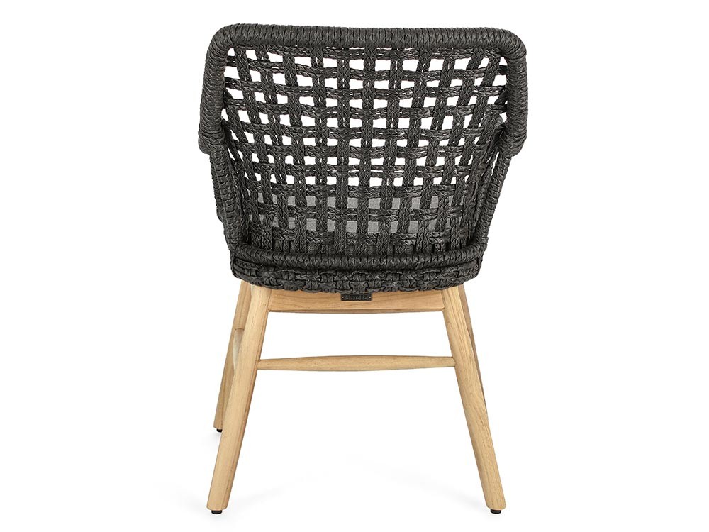 Silla para comedor exterior Wilson de teca y fibra sintética trenzada Bizzotto - 15