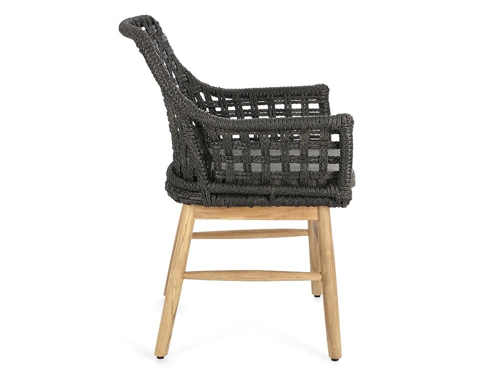 Silla para comedor exterior Wilson de teca y fibra sintética trenzada Bizzotto - 16
