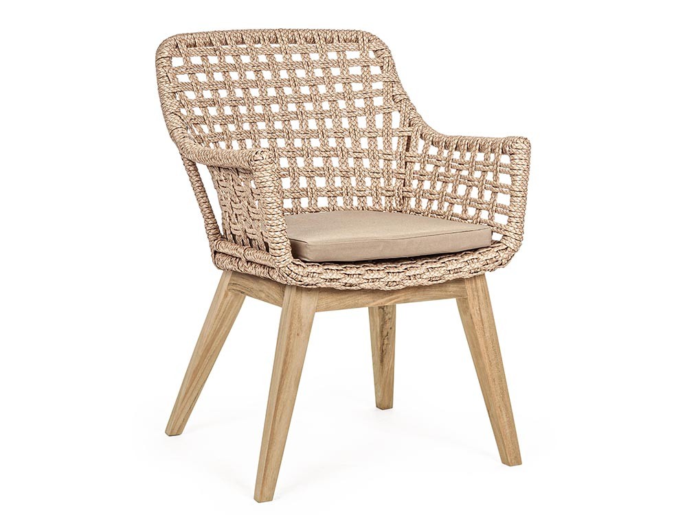 Silla para comedor exterior Madison de teca y fibra sintética Bizzotto - 3