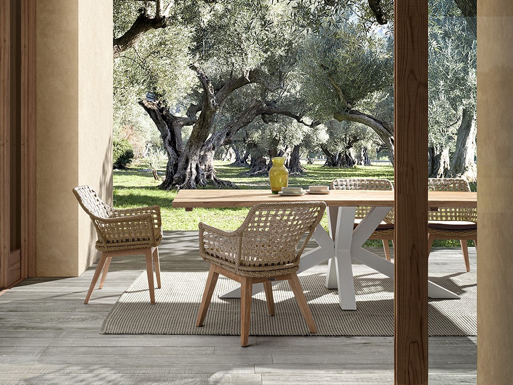 Silla para comedor exterior Madison de teca y fibra sintética Bizzotto - 2