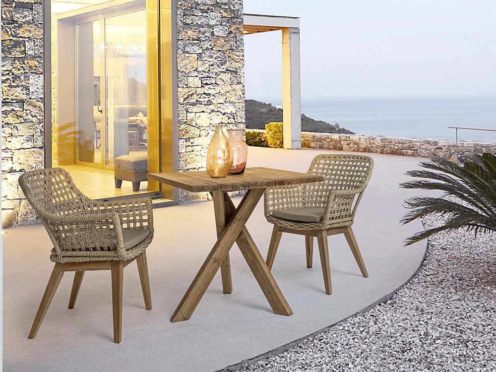 Silla para comedor exterior Madison de teca y fibra sintética Bizzotto - 4