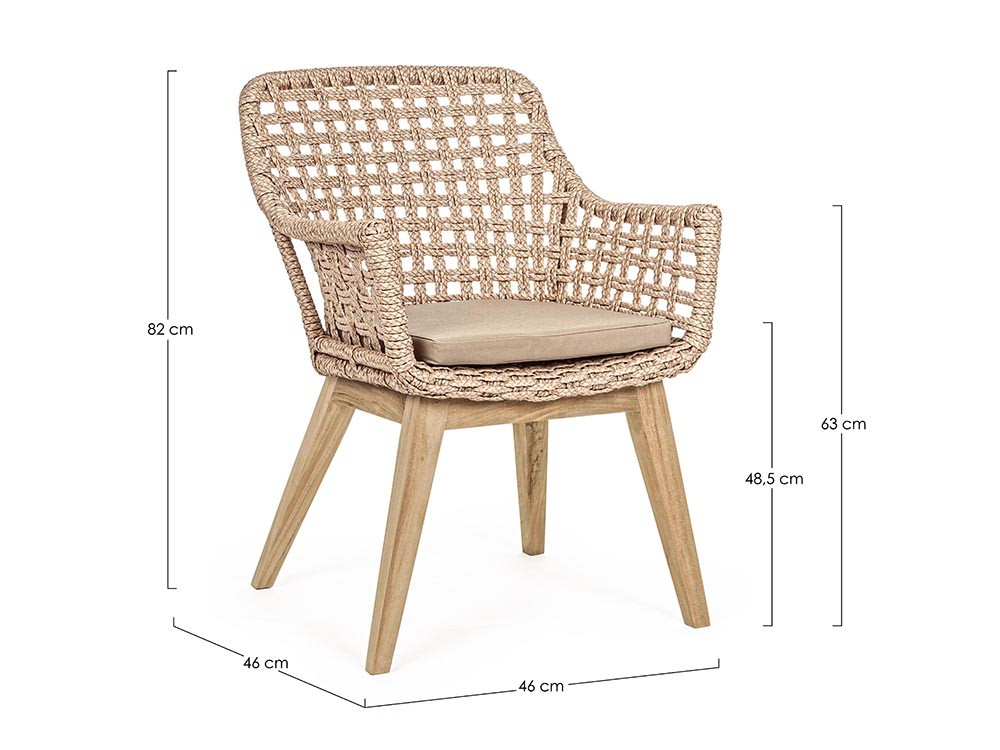 Silla para comedor exterior Madison de teca y fibra sintética Bizzotto - 8