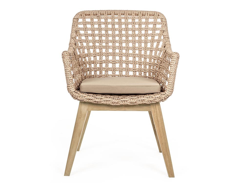 Silla para comedor exterior Madison de teca y fibra sintética Bizzotto - 5