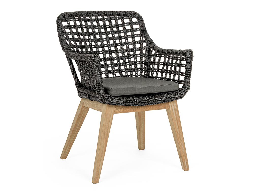 Silla para comedor exterior Madison de teca y fibra sintética Bizzotto - 1