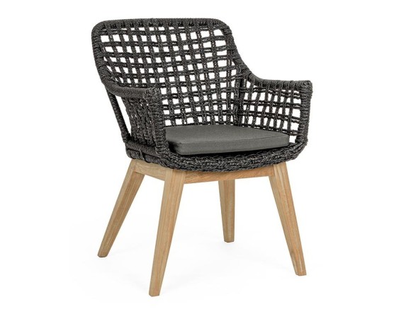 Silla para comedor exterior Madison de teca y fibra sintética Bizzotto - 1