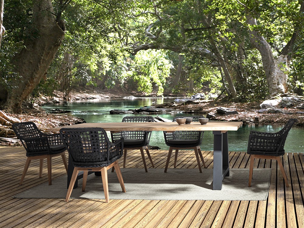 Silla para comedor exterior Madison de teca y fibra sintética Bizzotto - 11