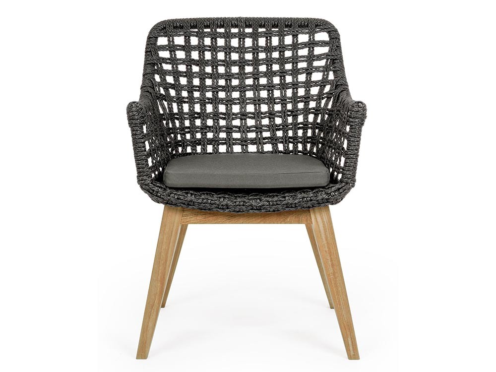 Silla para comedor exterior Madison de teca y fibra sintética Bizzotto - 12