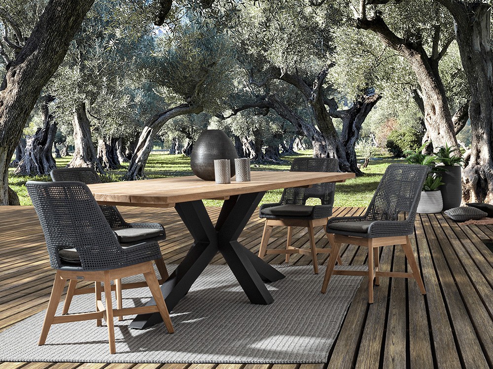 Silla para comedor exterior Hesperia de teca y cuerda trenzada Bizzotto - 10