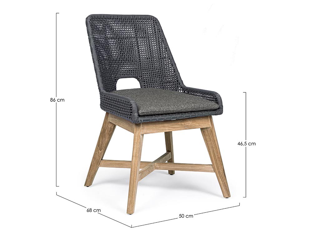 Silla para comedor exterior Hesperia de teca y cuerda trenzada Bizzotto - 14