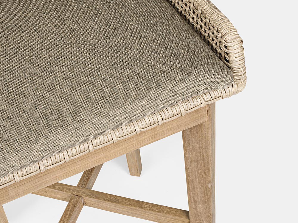 Taburete alto Hesperia para exterior o interior de teca y cuerda trenzada Bizzotto - 9