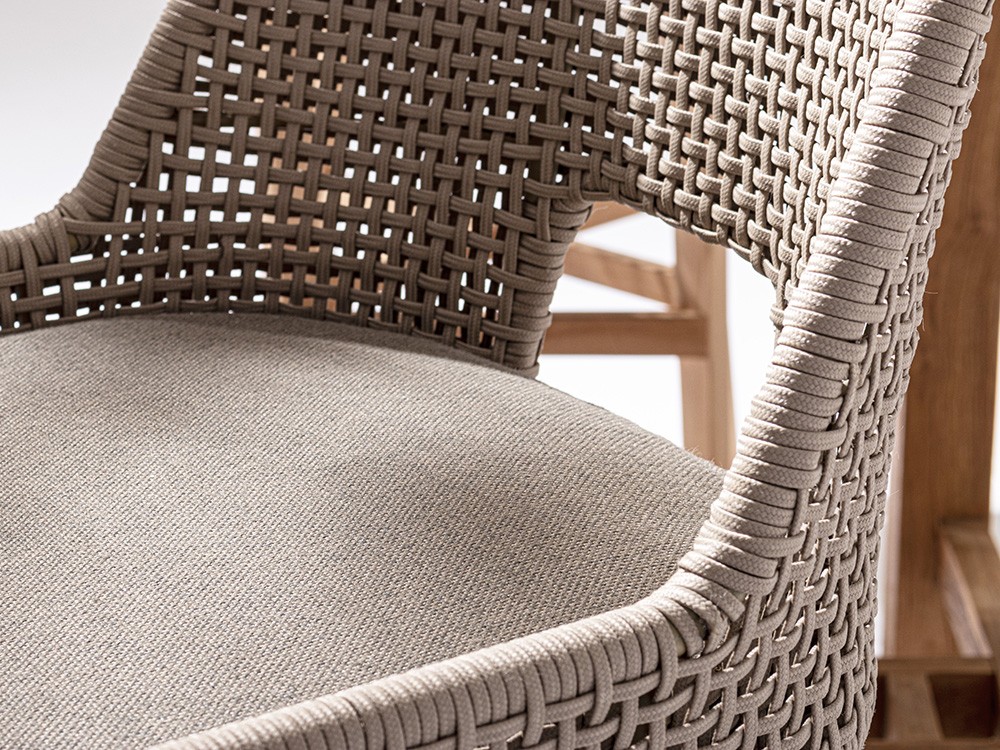 Taburete alto Hesperia para exterior o interior de teca y cuerda trenzada Bizzotto - 10