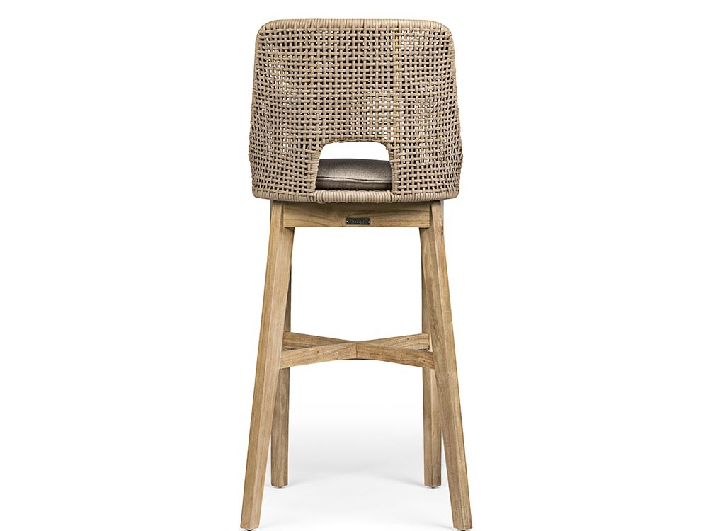 Taburete alto Hesperia para exterior o interior de teca y cuerda trenzada Bizzotto - 6