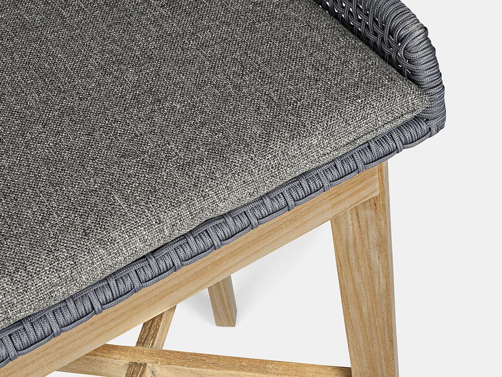 Taburete alto Hesperia para exterior o interior de teca y cuerda trenzada Bizzotto - 16