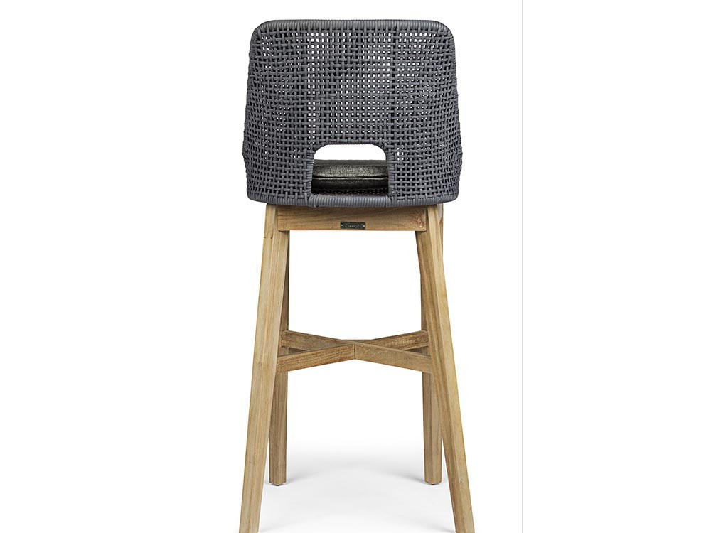 Taburete alto Hesperia para exterior o interior de teca y cuerda trenzada Bizzotto - 13