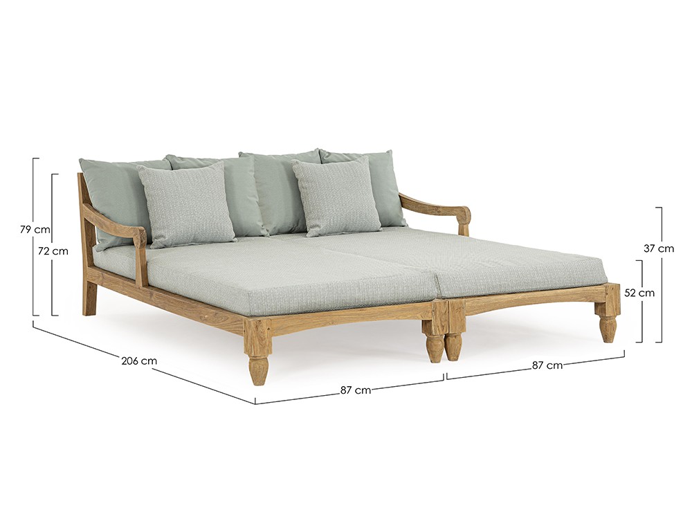 Daybed doble Bali de madera de teca envejecida Bizzotto - 7