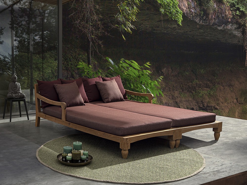 Daybed doble Bali de madera de teca envejecida Bizzotto - 1