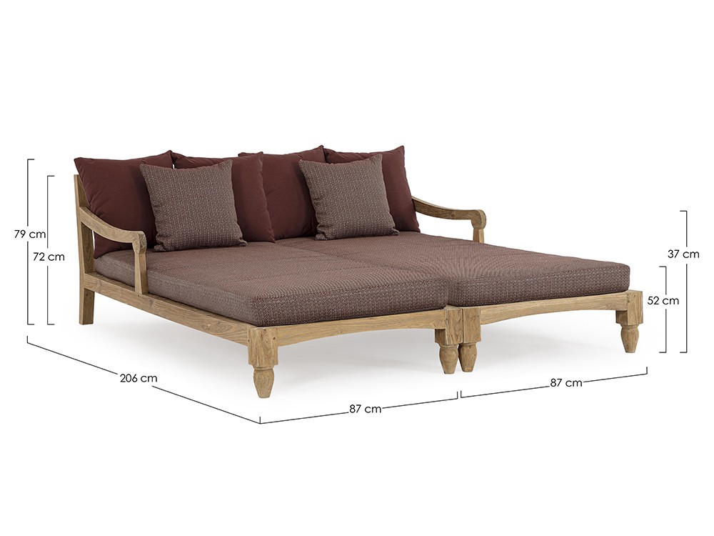 Daybed doble Bali de madera de teca envejecida Bizzotto - 17