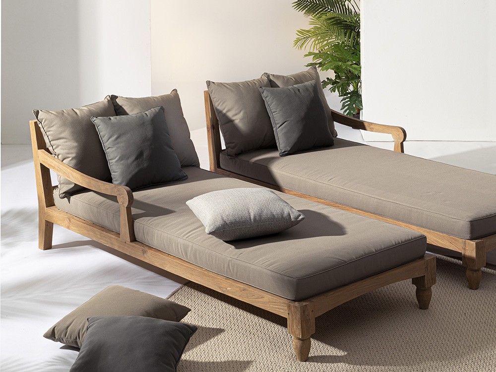 Daybed doble Bali de madera de teca envejecida Bizzotto - 2