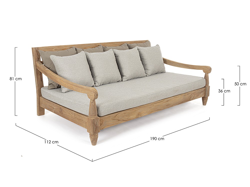 Sofá de madera de teca envejecida con asiento profundo Bali Bizzotto - 9