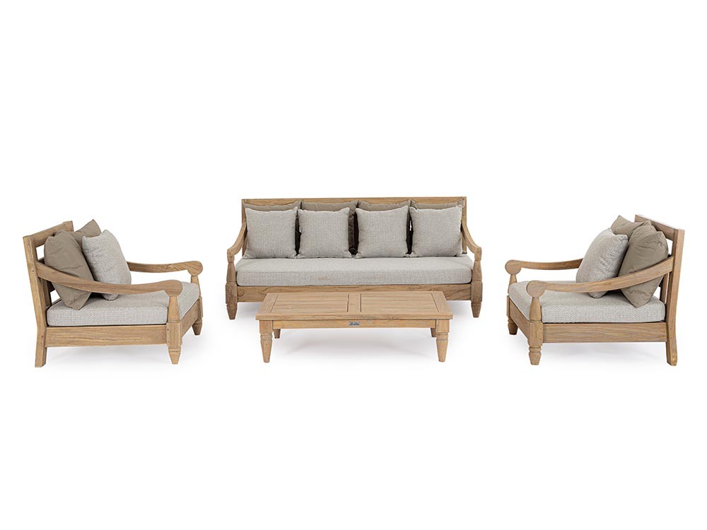 Sofá de madera de teca envejecida con asiento profundo Bali Bizzotto - 10