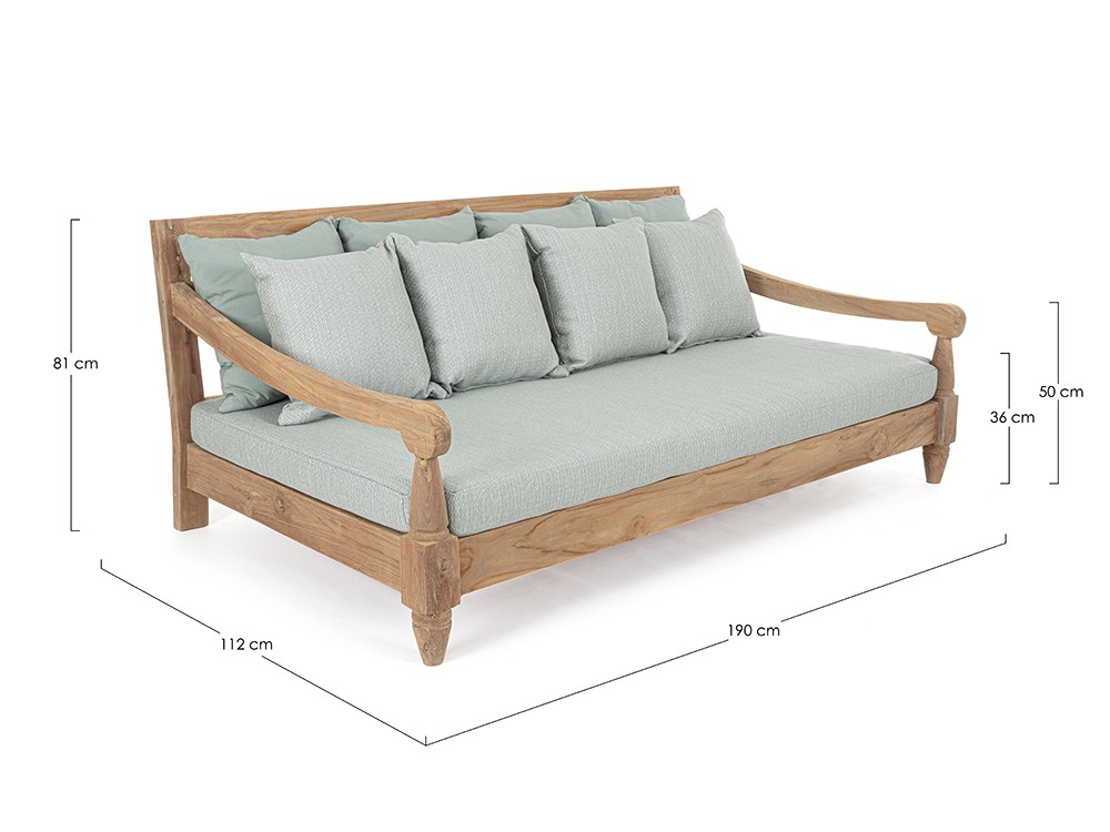 Sofá de madera de teca envejecida con asiento profundo Bali Bizzotto - 15