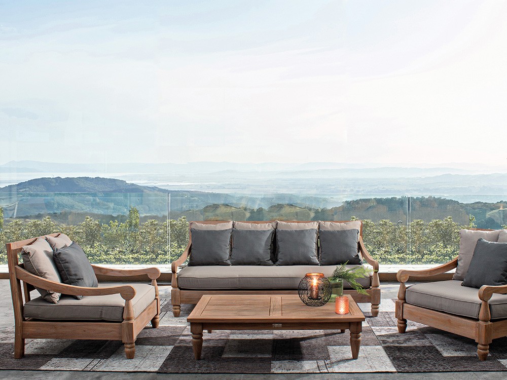Sofá de madera de teca envejecida con asiento profundo Bali Bizzotto - 23