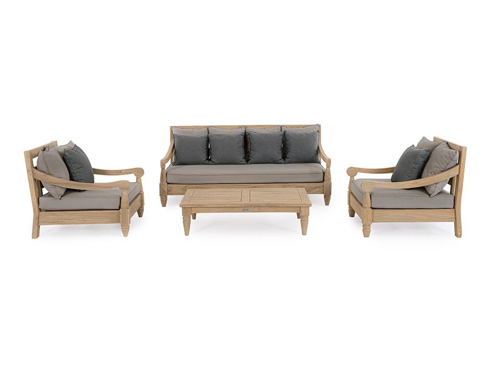 Sofá de madera de teca envejecida con asiento profundo Bali Bizzotto - 22