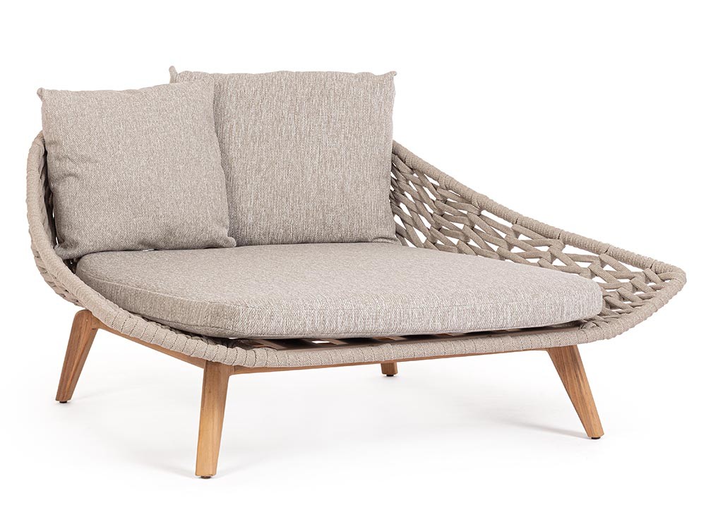 Daybed Tamires de cuerda trenzada y teca Bizzotto - 1