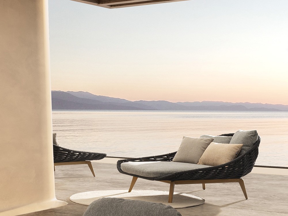 Daybed Tamires de cuerda trenzada y teca Bizzotto - 2