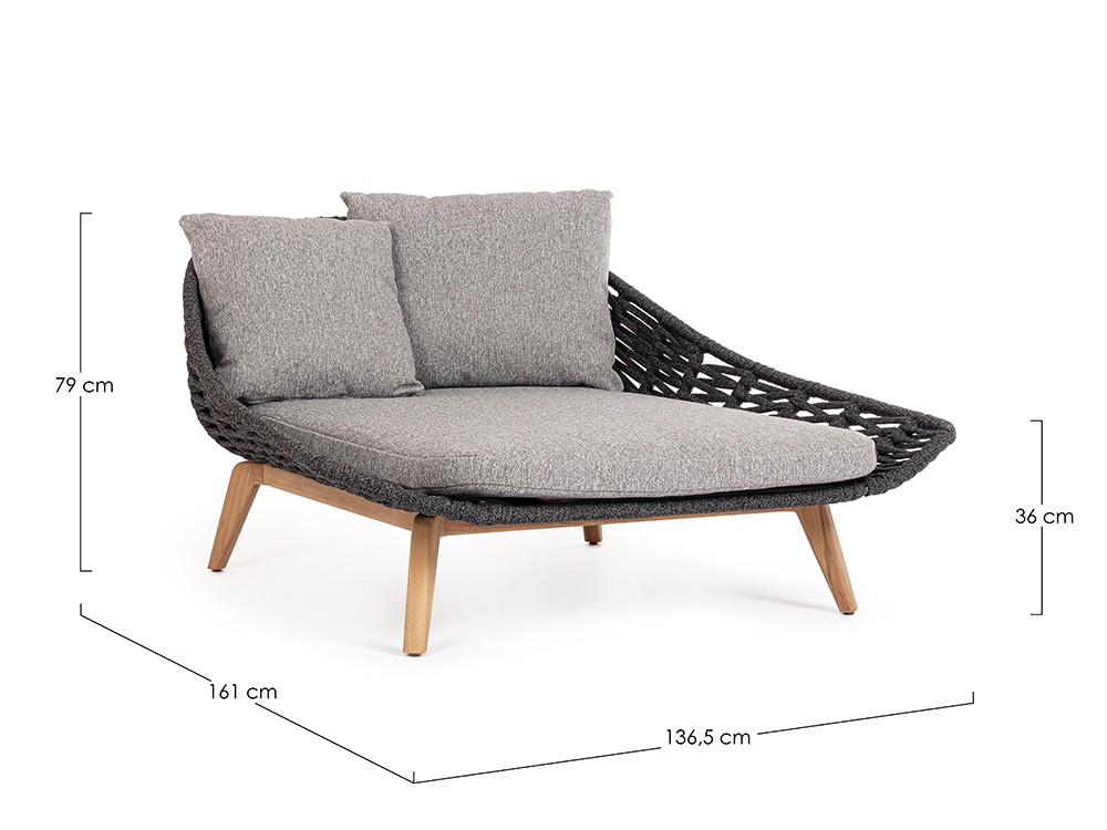 Daybed Tamires de cuerda trenzada y teca Bizzotto - 20
