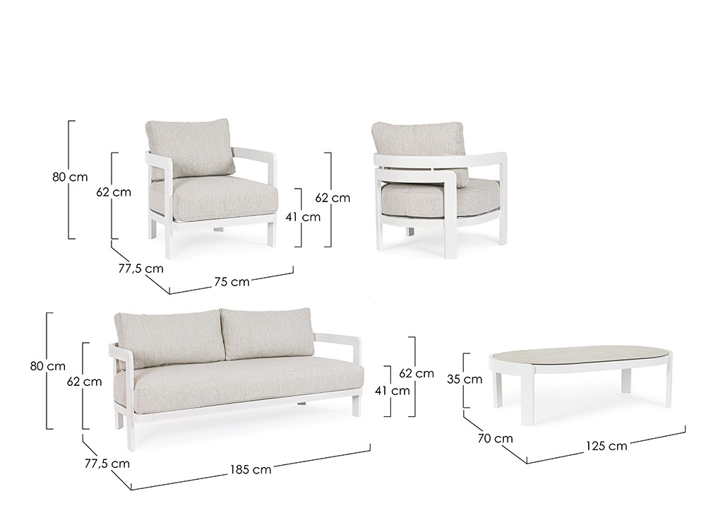 Set de salón exterior Presley de aluminio Bizzotto - 5