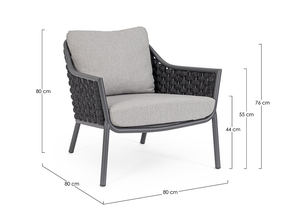 Sillón para salón exterior Everly de aluminio y cuerda Bizzotto - 8