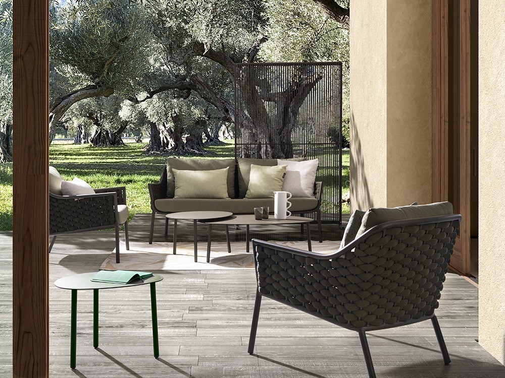 Sillón para salón exterior Everly de aluminio y cuerda Bizzotto - 12
