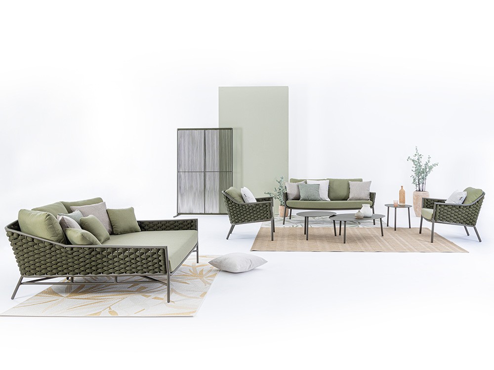 Sillón para salón exterior Everly de aluminio y cuerda Bizzotto - 20