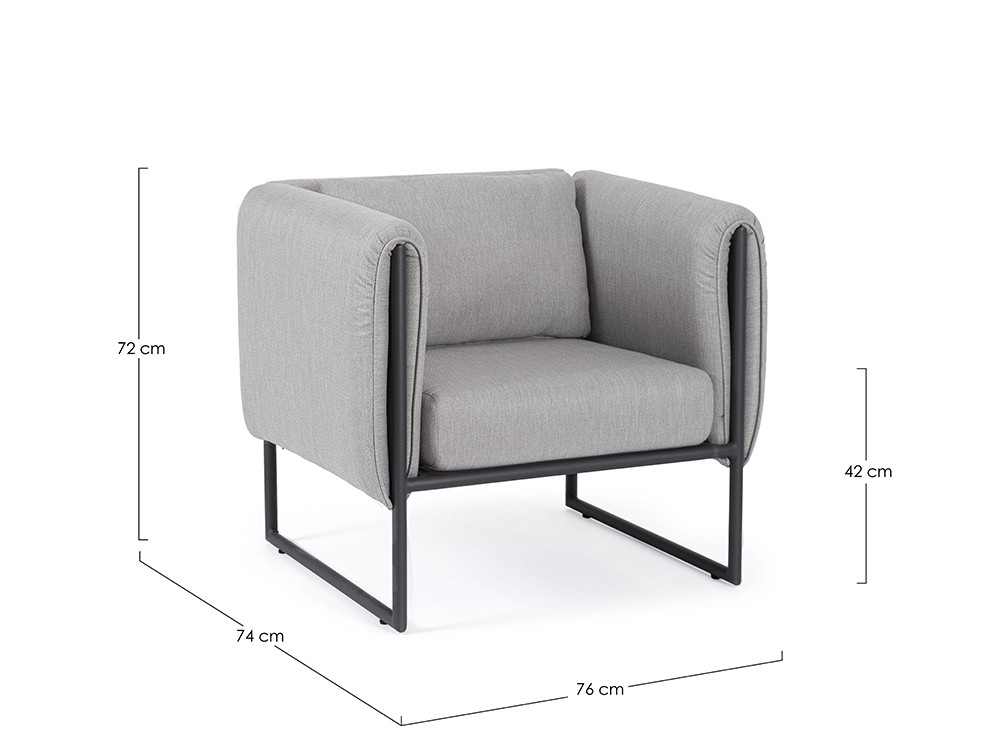 Sillón para salón exterior Pixel con estructura de aluminio y tapizado Bizzotto - 10
