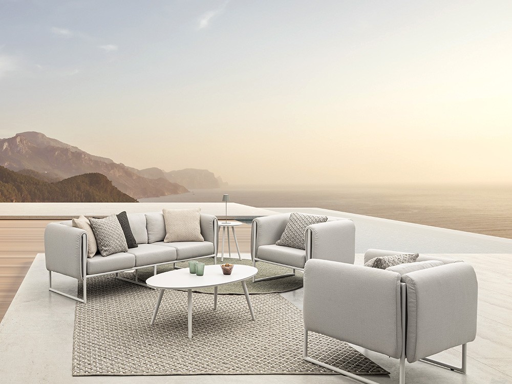 Sillón para salón exterior Pixel con estructura de aluminio y tapizado Bizzotto - 1