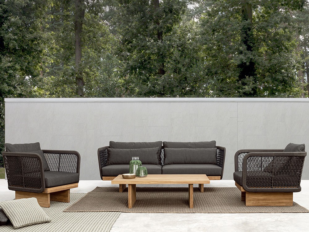 Sillón para salón exterior Xylia de madera de teca y cuerda trenzada Bizzotto - 8