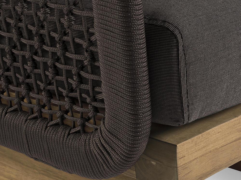 Sillón para salón exterior Xylia de madera de teca y cuerda trenzada Bizzotto - 9