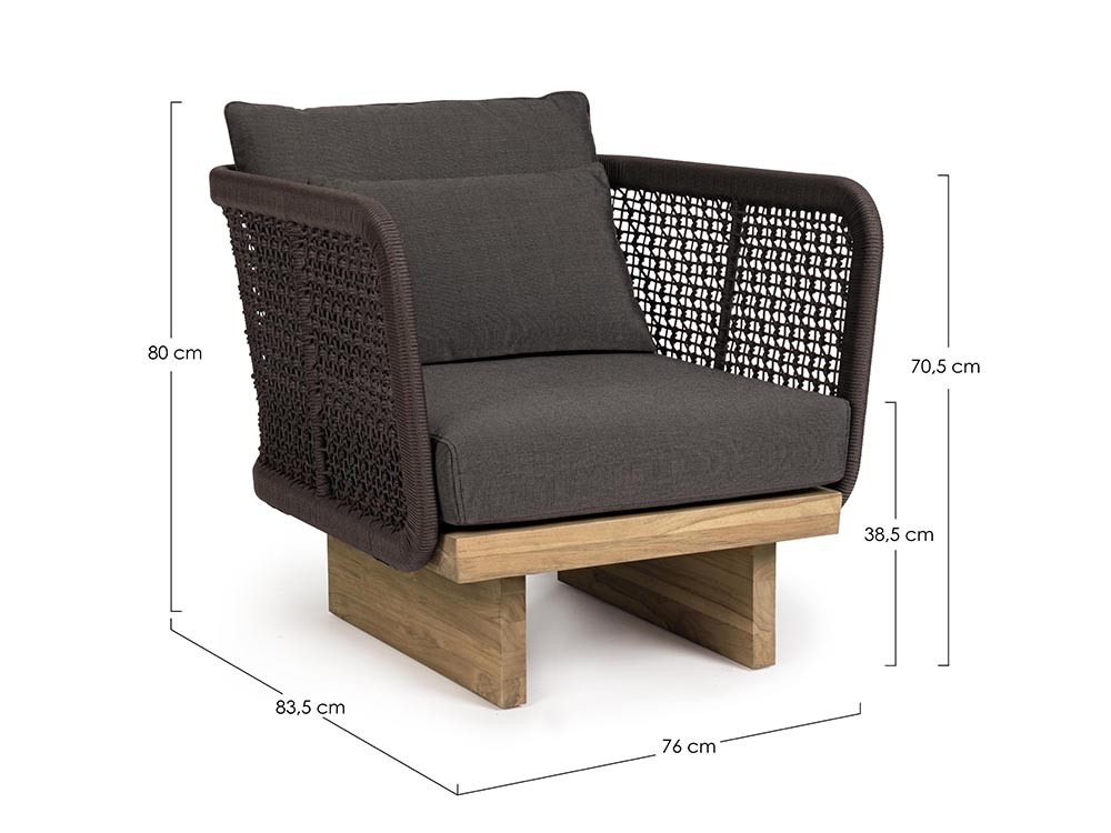 Sillón para salón exterior Xylia de madera de teca y cuerda trenzada Bizzotto - 6