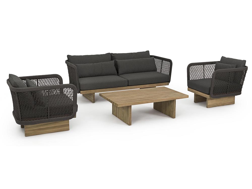 Sillón para salón exterior Xylia de madera de teca y cuerda trenzada Bizzotto - 11