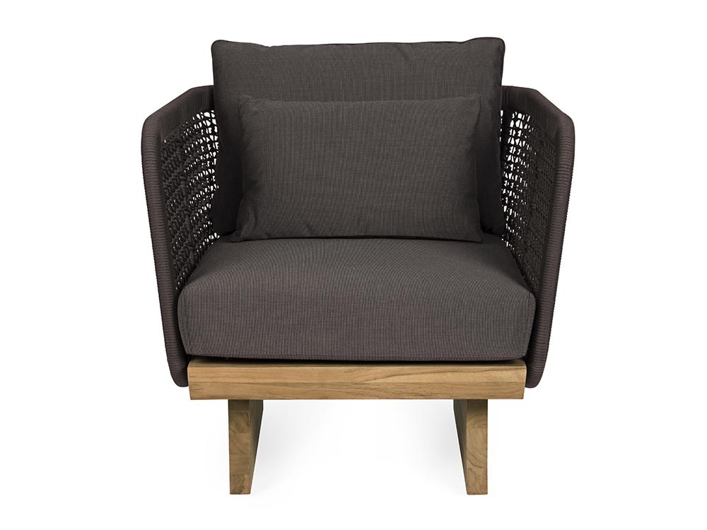 Sillón para salón exterior Xylia de madera de teca y cuerda trenzada Bizzotto - 3