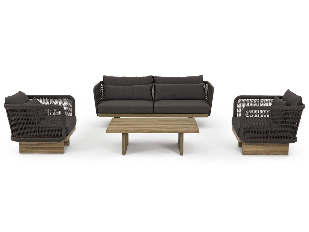 Sillón para salón exterior Xylia de madera de teca y cuerda trenzada Bizzotto - 12