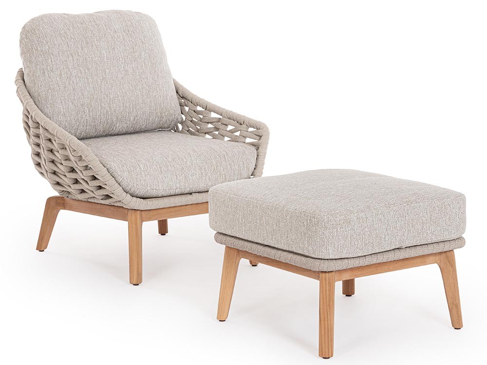 Sillón para salón exterior Tamires de madera de teca y cuerda trenzada Bizzotto - 10