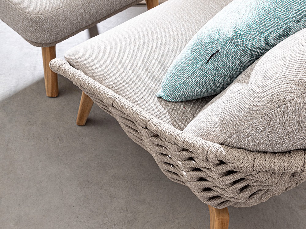 Sillón para salón exterior Tamires de madera de teca y cuerda trenzada Bizzotto - 4