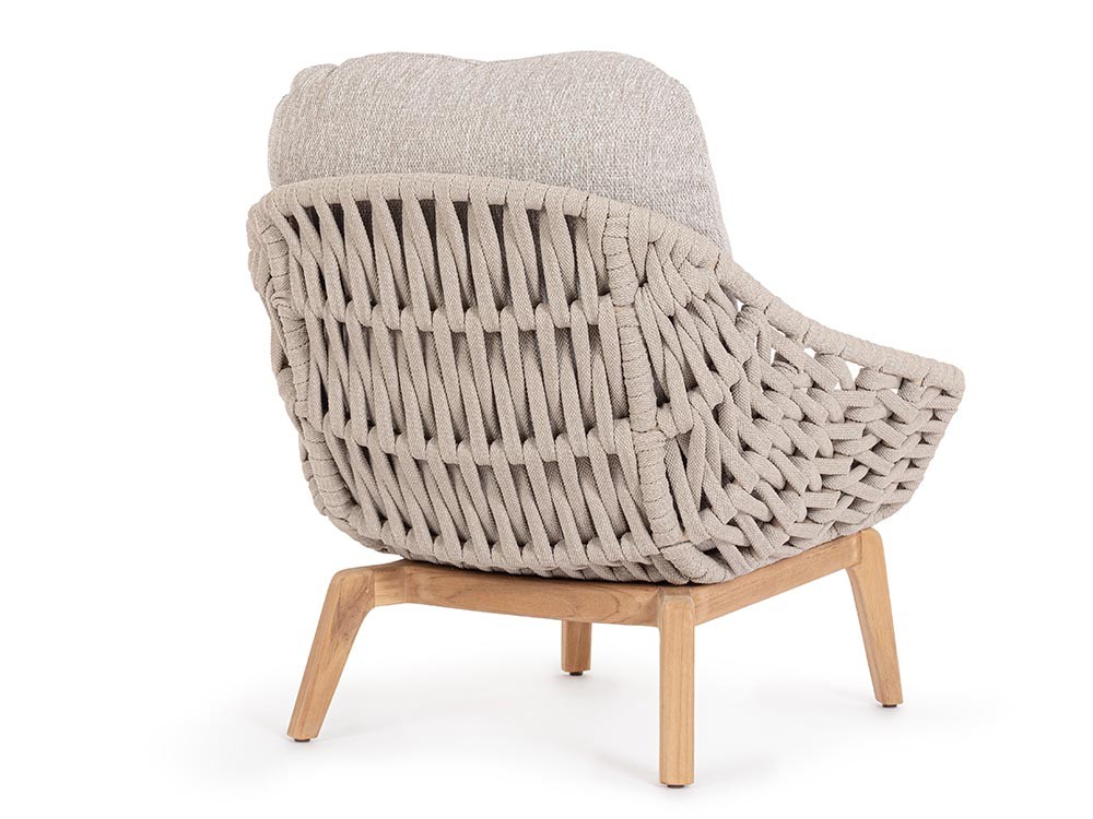 Sillón para salón exterior Tamires de madera de teca y cuerda trenzada Bizzotto - 5