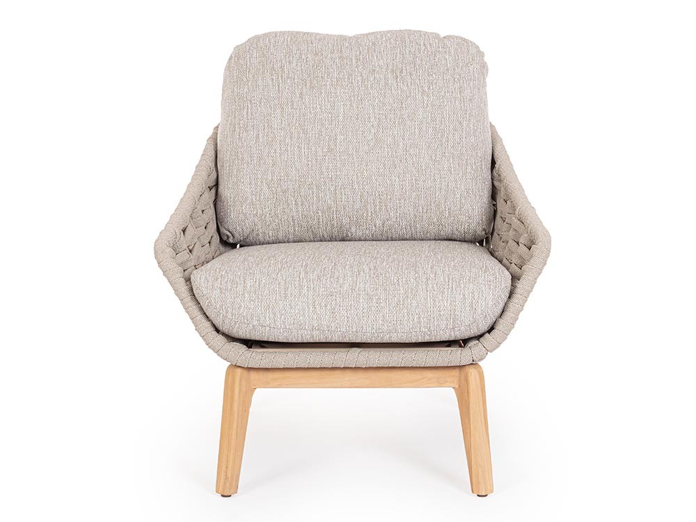 Sillón para salón exterior Tamires de madera de teca y cuerda trenzada Bizzotto - 6