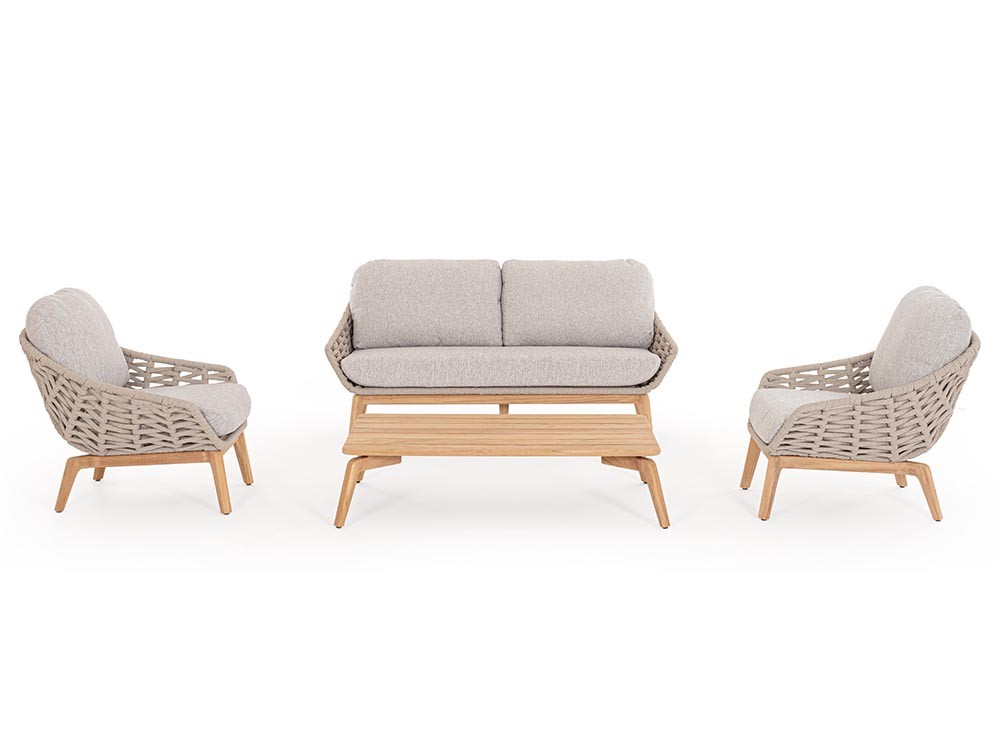 Sillón para salón exterior Tamires de madera de teca y cuerda trenzada Bizzotto - 14