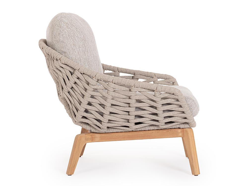 Sillón para salón exterior Tamires de madera de teca y cuerda trenzada Bizzotto - 8