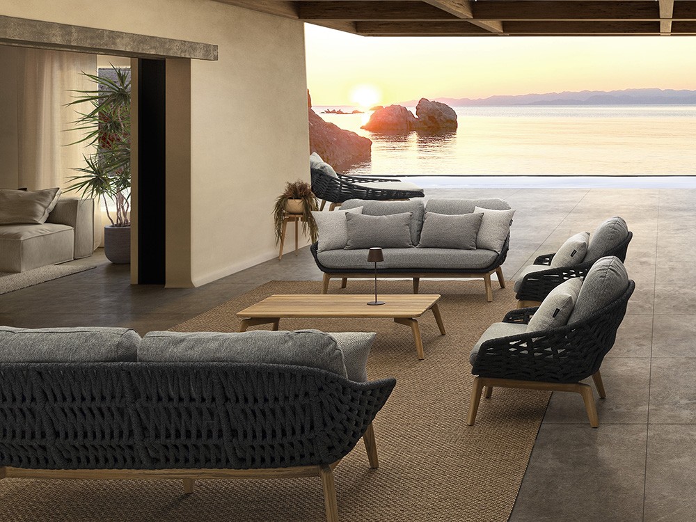 Sillón para salón exterior Tamires de madera de teca y cuerda trenzada Bizzotto - 15